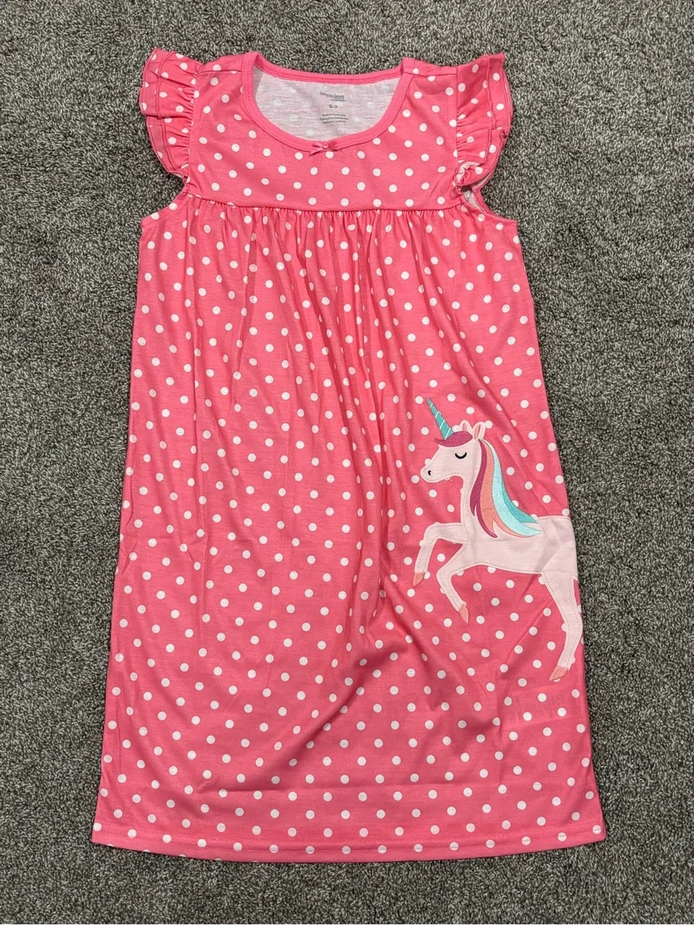2 Simply Joy by Carter's Coral Pink Polka Dot Unicorn Nightgown